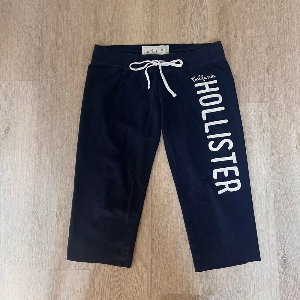 Vintage Hollister Navy Blue Low Rise Crop Capri Pants Women M Y2K Mcbling 2000s